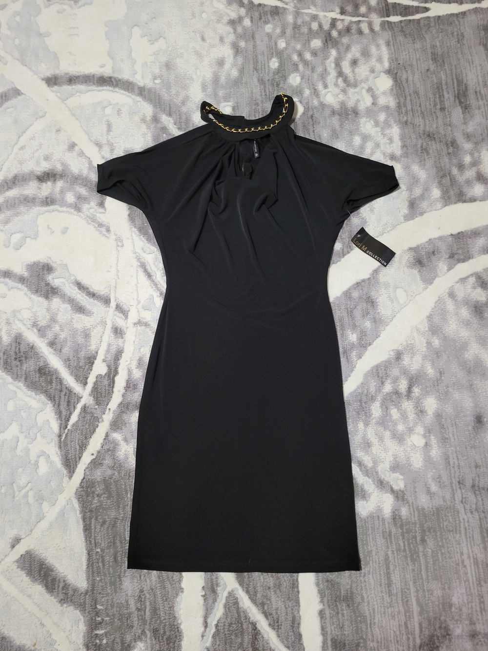 Black Dress with Gold Chain Neck Size M